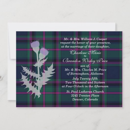 Cooper Clan Tartan Plaid Huwelijksuitnodiging Kaart (Voorkant)
