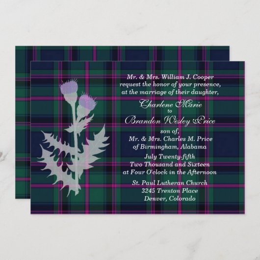 Cooper Clan Tartan Plaid Huwelijksuitnodiging Kaart (Voorkant / Achterkant)