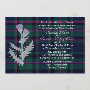 Cooper Clan Tartan Plaid Huwelijksuitnodiging Kaart