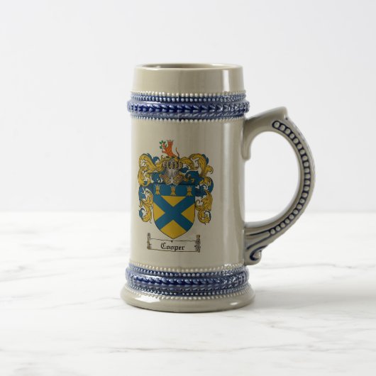 Cooper Coat of Arms Stein / Cooper Family Crest Bierpul (Rechts)