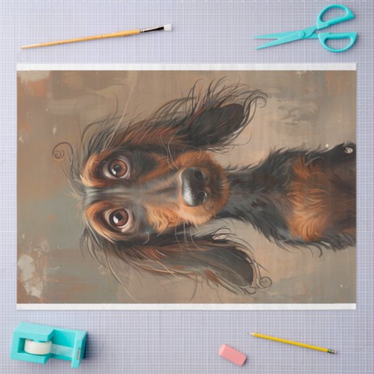 Cooper de Charming Dachshund Dog Decoupage Tissuepapier (Craft)