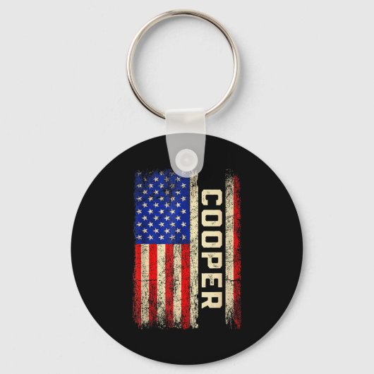 Cooper Last Name Shirt Cooper Name American Flag F Sleutelhanger (Voorkant)