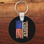 Cooper Last Name Shirt Cooper Name American Flag F Sleutelhanger (Voorkant)