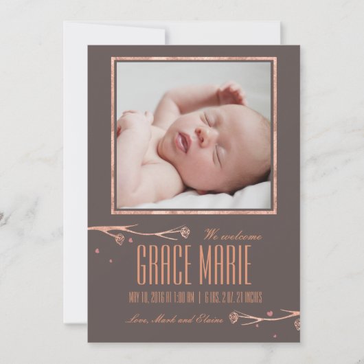 Cooper lente bloemen geboorte aankondiging (Voorkant)