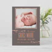 Cooper lente bloemen geboorte aankondiging (Staand voorkant)