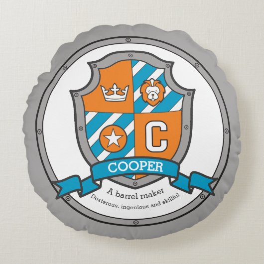 Cooper letter C naam betekenis heraldiek schild Rond Kussen (Voorkant)