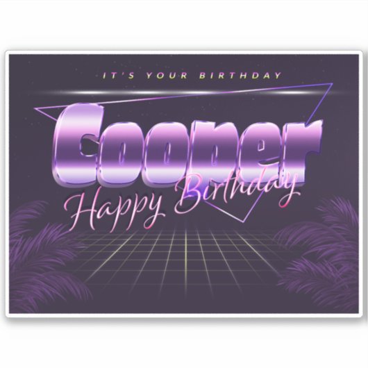 Cooper Name Vorname lila retro Sticker Geburtstag (Voorkant)