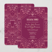 Cooper Roos Great Gatsby 1920s Rehearsal Dinner Kaart (Voorkant / Achterkant)