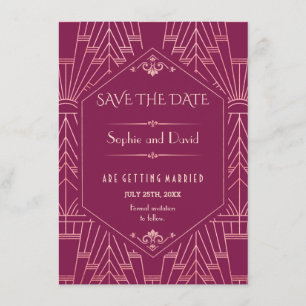 Cooper Roos Great Gatsby 1920s Save the Date Kaart