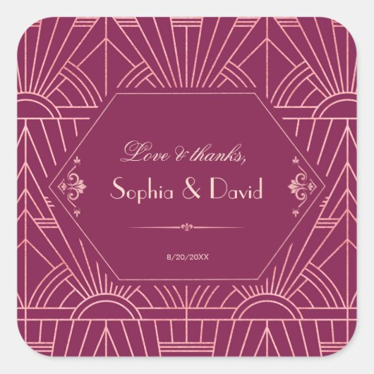 Cooper Roos Great Gatsby 1920s Wedding Vierkante Sticker (Voorkant)