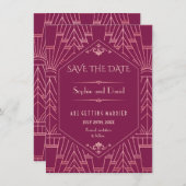 Cooper Roos Great Gatsby jaren 20  Save The Date Kaart (Voorkant / Achterkant)