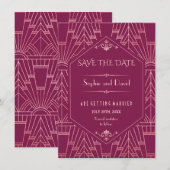 Cooper Rose Great Gatsby 1920 Save The Date Kaart (Voorkant / Achterkant)