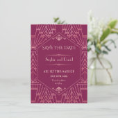 Cooper Rose Great Gatsby 1920 Save The Date Kaart (Staand voorkant)