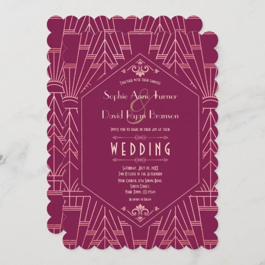 Cooper Rose Great Gatsby Trouwfeest jaren 20 Kaart (Voorkant / Achterkant)