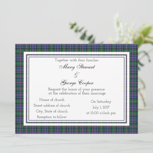 Cooper Scottish Wedding Invitation Kaart (Staand voorkant)