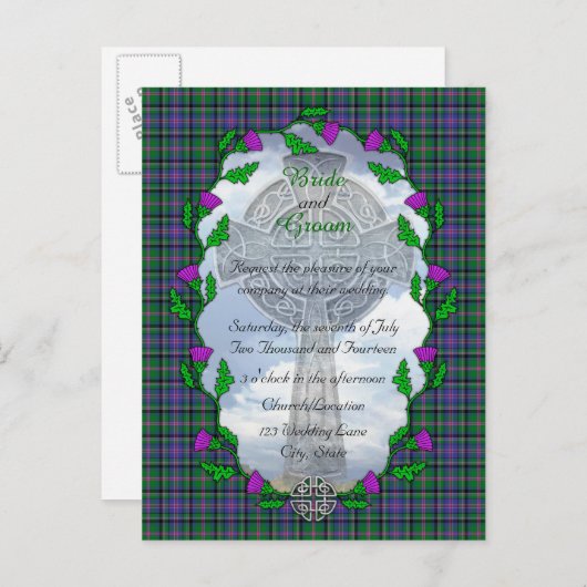 Cooper Scottish Wedding Invitation Uitnodiging Briefkaart (Voorkant / Achterkant)