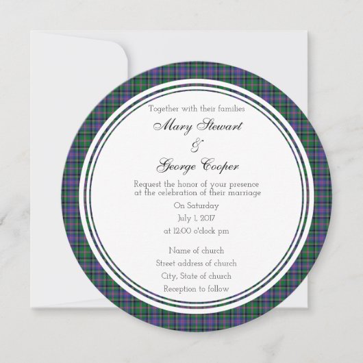 Cooper Scottish Wedding Round Invitation Kaart (Voorkant)