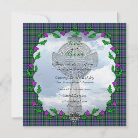 Cooper Scottish Wedding Square Invitation Kaart (Voorkant)