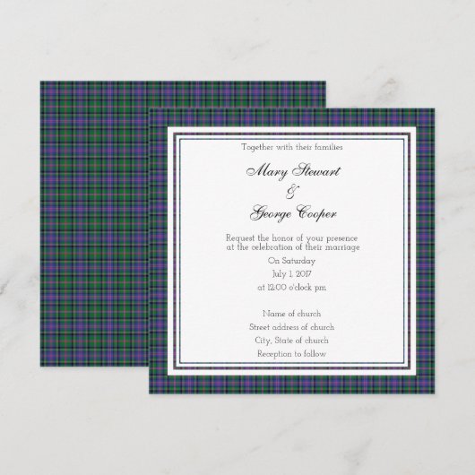 Cooper Scottish Wedding Square Invitation Kaart (Voorkant / Achterkant)