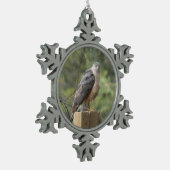 Cooper's Hawk Tin Sneeuwvlok Ornament (Links)