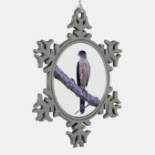 Cooper's Hawk Tin Sneeuwvlok Ornament (Links)