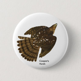 Cooper's Hawk van John James Audubon, Hawk Bird Ronde Button 5,7 Cm