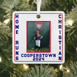 Cooperstown Baseball Custom Home Run Fotofeiten Metalen Ornament