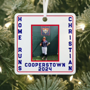 Cooperstown Baseball Custom Home Run Fotofeiten Metalen Ornament