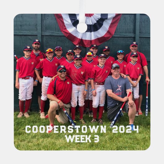 Cooperstown Baseball Custom Year Side Leuke Feiten Metalen Ornament (Voorkant)