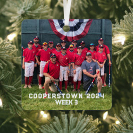 Cooperstown Baseball Custom Year Side Leuke Feiten Metalen Ornament