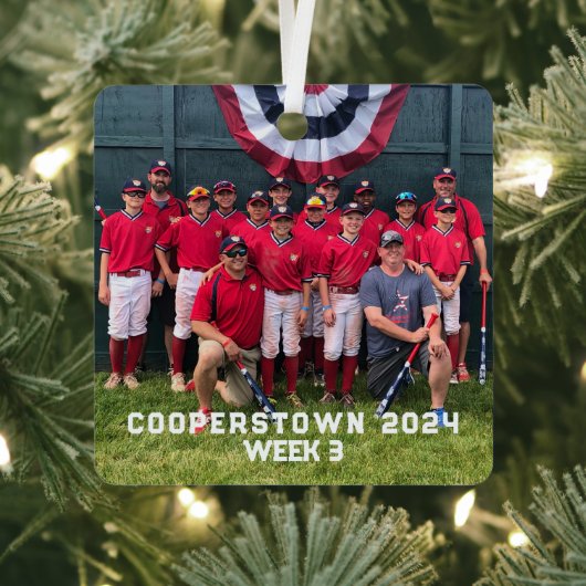 Cooperstown Baseball Custom Year Side Leuke Feiten Metalen Ornament (Insitu)