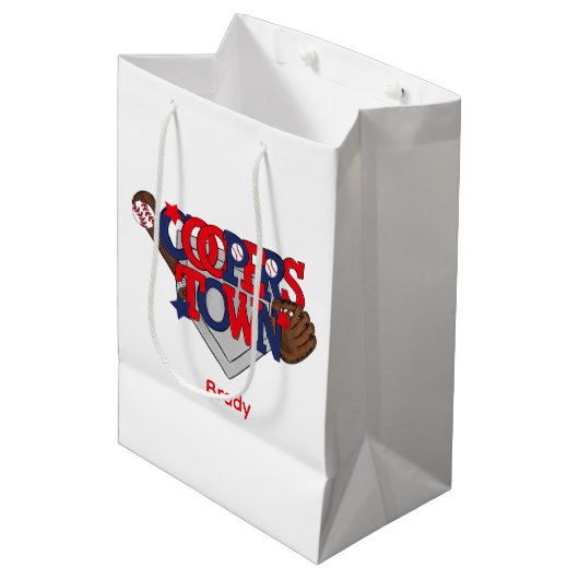 Cooperstown Baseball Stars, Glove, Bat & Ball Medium Cadeauzakje (Voorkant Gekanteld)