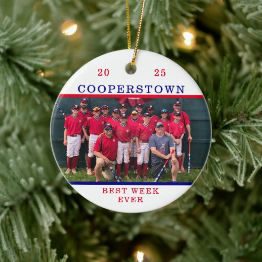 Cooperstown Baseball Team Foto Beste Week Fun Fact Keramisch Ornament (Boom)