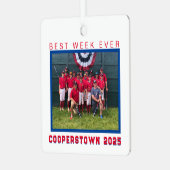 Cooperstown Baseball Team Foto Beste Week Ooit Metalen Ornament (Voorkant links)