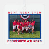 Cooperstown Baseball Team Foto Beste Week Ooit Metalen Ornament (Voorkant)