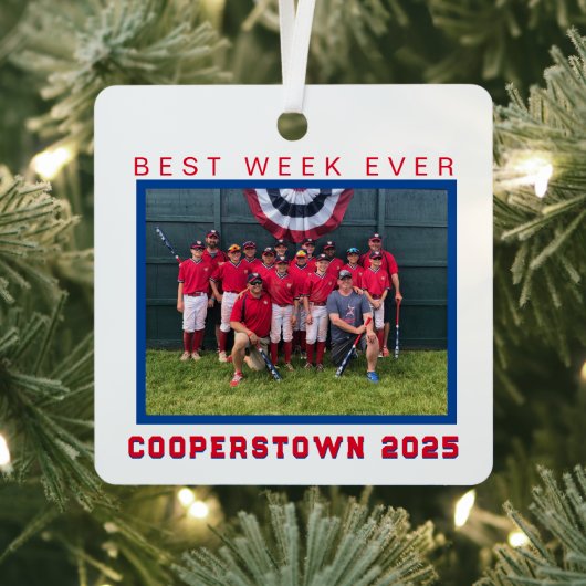 Cooperstown Baseball Team Foto Beste Week Ooit Metalen Ornament (Insitu)
