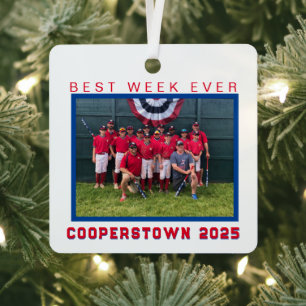 Cooperstown Baseball Team Foto Beste Week Ooit Metalen Ornament