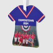 Cooperstown Blue Jersey Jaar Fotonummer Ornament (voorkant)