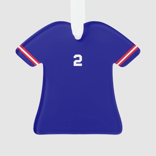 Cooperstown Blue Jersey Jaar Fotonummer Ornament (achterkant)