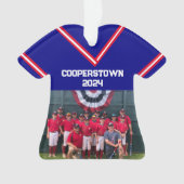 Cooperstown Blue Jersey Jaar Fotonummer Ornament (voorkant)