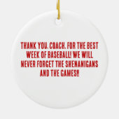 Cooperstown Coach Baseball Special Note On Back Keramisch Ornament (Achterkant)