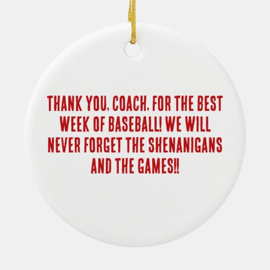 Cooperstown Coach Baseball Special Note On Back Keramisch Ornament (Achterkant)