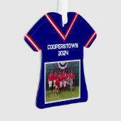 Cooperstown Custom Blue Jersey Jaar Fotonummer Ornament (voorkant)