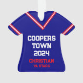 Cooperstown Custom Blue Jersey Jaar Naam Team Ornament (voorkant)