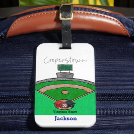 Cooperstown Field Team Naam Speler Gepersonaliseer Bagagelabel