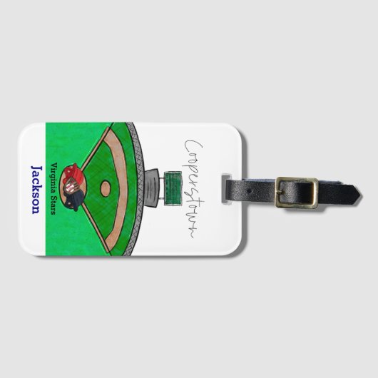 Cooperstown Field Team Naam Speler Gepersonaliseer Bagagelabel (Voorkant (horizontaal))