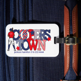 Cooperstown-honkbalspeler / patriottisch maatwerk bagagelabel