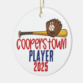 Cooperstown-honkbalspelerornament van mama en papa keramisch ornament (Links)