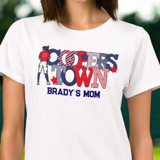 Cooperstown Moeder / Gepersonaliseerd Patriotisch T-shirt