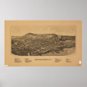 Cooperstown New York 1890 Antiek Panorama Poster (Voorkant)